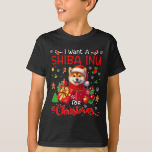 Camiseta Eu Quero Um Shiba Inu Para Papais noeis De Natal C