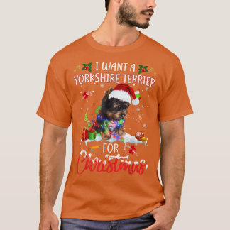 Camiseta Eu Quero Um Terrier Yorkshire Para O Natal Xmas Li