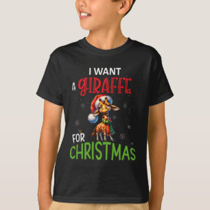 Camiseta Eu Quero Uma Girafa Para O Natal Engraçado Fofo By