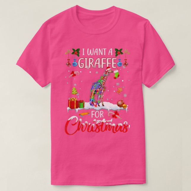 Camiseta Eu Quero Uma Girafa Para Os Papais noeis De Natal (Frente do Design)