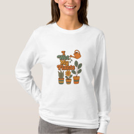Camiseta Eu Rego Minhas Plantas – Listras Retro dos Anos 70