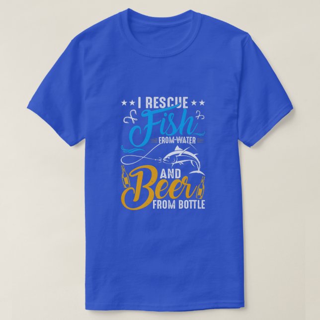 Camiseta Eu Resgate Peixe De Água E Bebo Cerveja De Garrafa (Frente do Design)