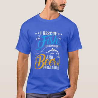 Camiseta Eu Resgate Peixe De Água E Bebo Cerveja De Garrafa