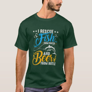 Camiseta Eu Resgate Peixe De Água E Bebo Cerveja De Garrafa