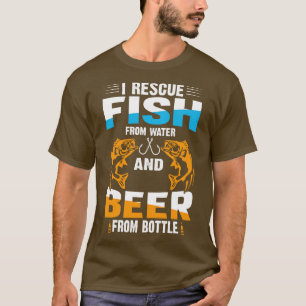 Camiseta Eu Resgate Peixe De Água E Cerveja De Garrafa