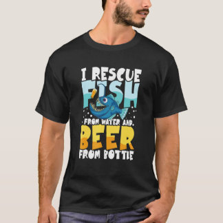 Camiseta Eu Resgato Peixes Da Água e Cerveja Citações Engra