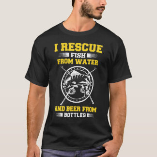 Camiseta Eu Resgato Peixes Da Água E Cerveja De Garrafas
