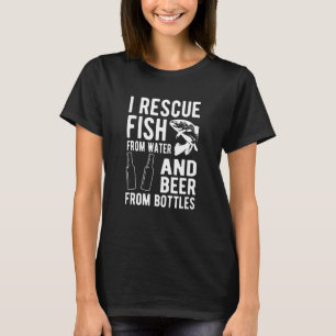 Camiseta Eu Resgato Peixes Da Água E Cerveja De Garrafas