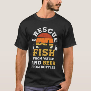 Camiseta Eu Resgato Peixes da Água e Cerveja de Garrafas Di