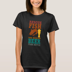 Camiseta Eu Resgato Peixes Da Água E Cerveja De Garrafas Fi
