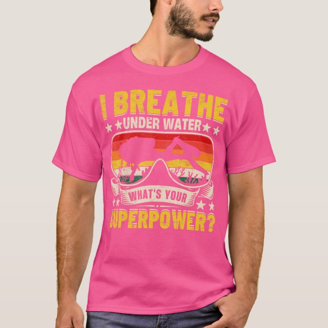 Camiseta Eu Respiro Em Scuba Diver Superpower Scuba (Frente)