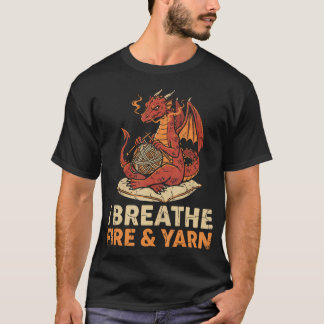 Camiseta Eu Respiro Fogo E Dragão de Tricô de Lã