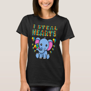 Camiseta Eu Roubo Corações Autismo Conscientização Elefante