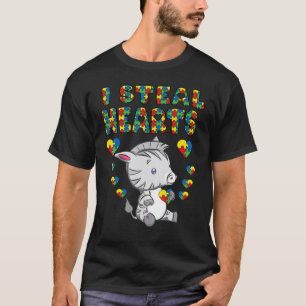 Camiseta Eu Roubo Corações Autismo Conscientização Zebra Pe