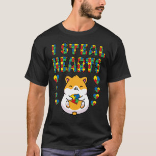 Camiseta Eu Roubo Corações Autismo Sensibilização Quebra-ca