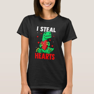 Camiseta Eu Roubo Corações Dia dos Namorados Dino Rosas Enc