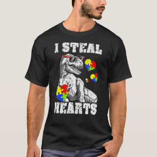 Camiseta Eu Roubo Corações Dino Trex Criança Pequeno Menino