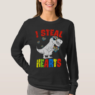 Camiseta Eu Roubo Corações Dinossauro Autismo Conscientista