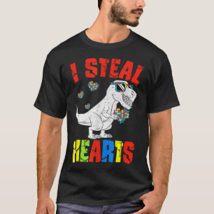 Camiseta Eu Roubo Corações Dinossauro Autismo Conscientista