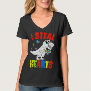 Camiseta Eu Roubo Corações Dinossauro Autismo Conscientista