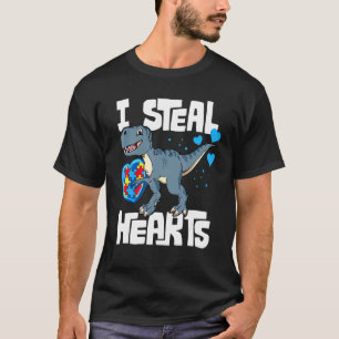 Camiseta Eu Roubo Corações Dinossauro Conscientização do Au