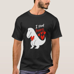 Camiseta Eu Roubo Corações - Dinossauro Divertido Dia dos N