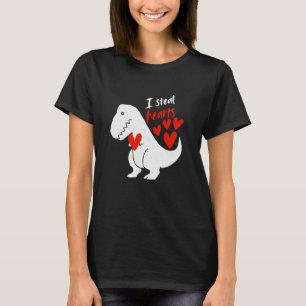 Camiseta Eu Roubo Corações - Dinossauro Divertido Dia dos N