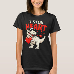 Camiseta Eu Roubo Corações Dinossauros Valentines Para Meni