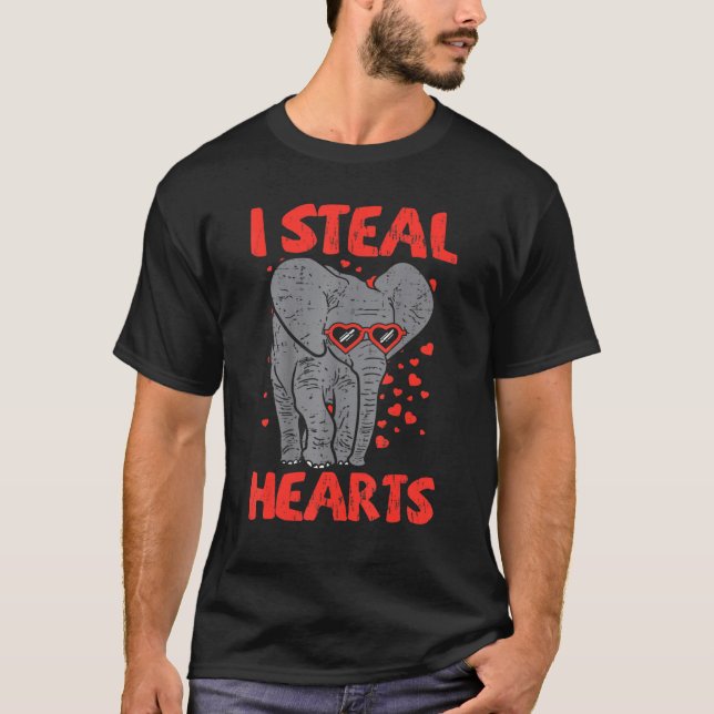 Camiseta Eu Roubo Corações Elefantes Pai Mãe Amante de os a (Frente)