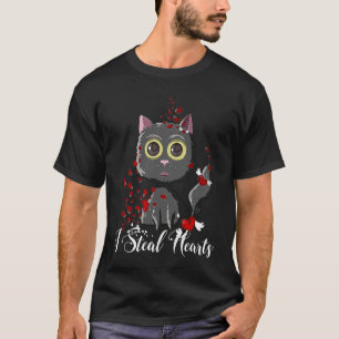Camiseta Eu Roubo Corações Gata Preta Mãe de Gato Dia dos