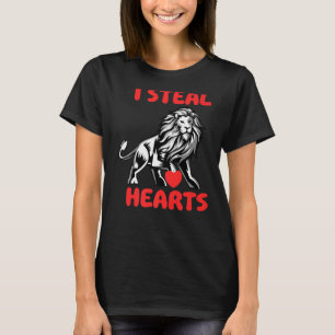 Camiseta Eu Roubo Corações Lion Dia de os namorados Zoo Sel