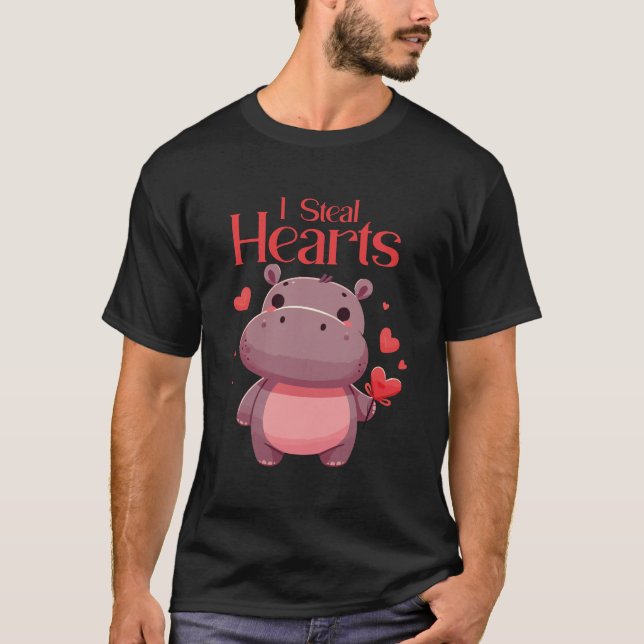 Camiseta Eu Roubo Corações Pigmeus Hippopotamus (Frente)