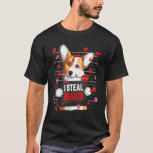Camiseta Eu Roubo Corações Proprietários de Cães Corgi Feli