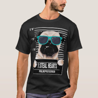 Camiseta Eu Roubo Corações Pug Dia dos Namorados Engraçado