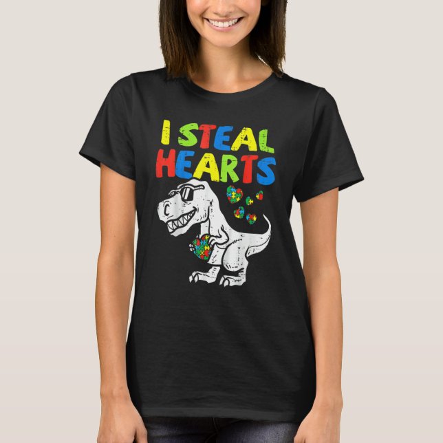 Camiseta Eu Roubo Corações, Quebra-cabeça, Autismo, Conscie (Frente)