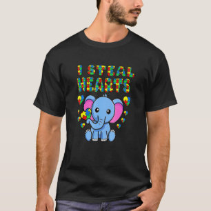 Camiseta Eu Roubo Corações Quebra-Cabeça do Elefante Consci