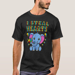 Camiseta Eu Roubo Corações Quebra-Cabeça Elefante Conscient