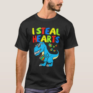 Camiseta Eu Roubo Corações Quebra-cabeça T Rex Dinossauros 