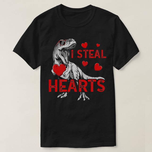 Camiseta Eu Roubo Corações Rapazes Para Re-Dinossauros Dias (Frente do Design)