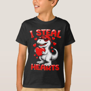 Camiseta Eu Roubo Corações T Rex Dinossauro Menino Dia dos