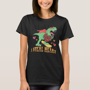 Camiseta Eu Roubo Corações Trex Ama Meu Dinossauro Leopardo