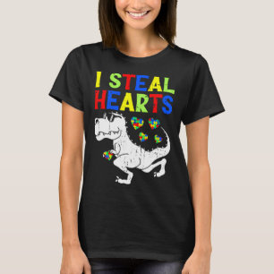 Camiseta Eu Roubo Corações Trex Dinossaur Toddler Autism Aw