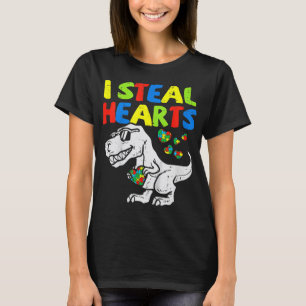 Camiseta Eu Roubo Corações Trex Dinossauros Garotos Autismo