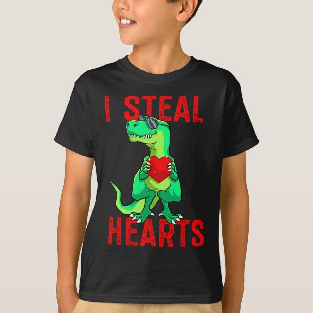 Camiseta Eu Roubo Dia de os namorados Dinossauros Valente (Frente)