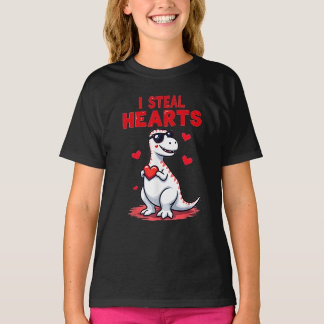 Camiseta Eu Roubo Dia de os namorados Trex Dino (Frente)