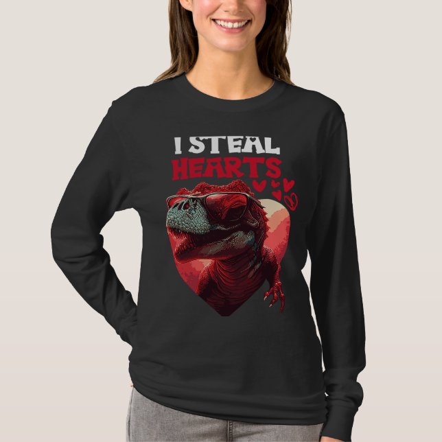 Camiseta Eu Roubo Dinossauro De Corações (Frente)