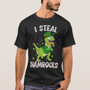 Camiseta Eu Roubo Trevos dia de São Patrício Dinossauro 1