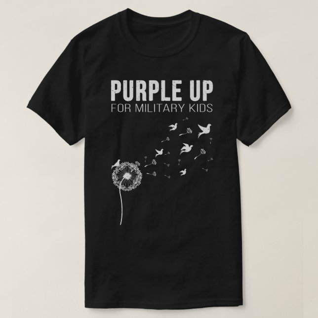 Camiseta Eu Roxo Para Crianças Militares Dandelion Soldado (Frente do Design)