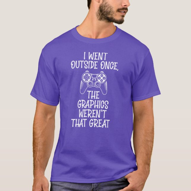 Camiseta Eu Saí Lá Fora - Gamer Divertido (Frente)