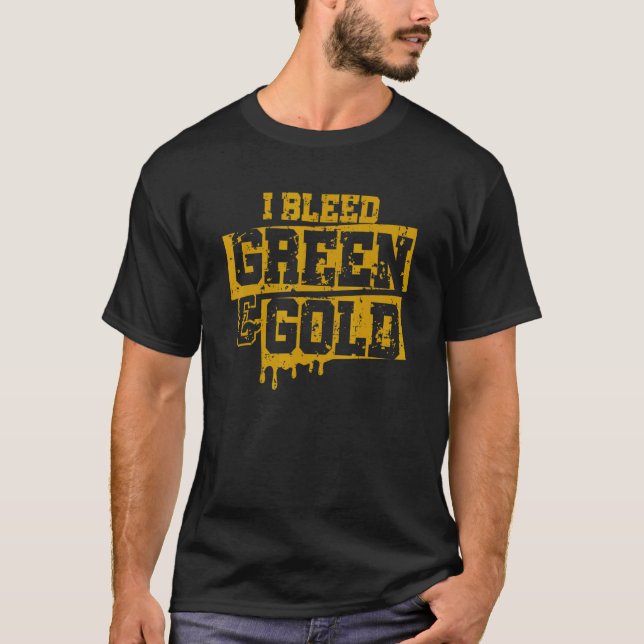 Camiseta Eu sangrei o futebol escolar verde e Dourado no di (Frente)